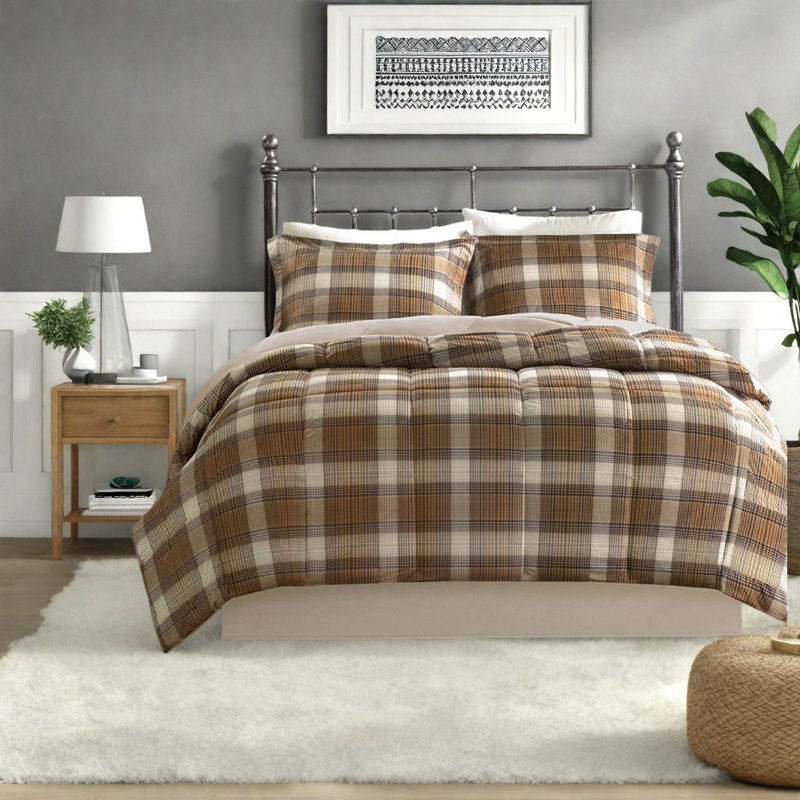 Ensembles de literie en microfibre rustique, édredon hypoallergénique et taies décoratives pour un décor douillet