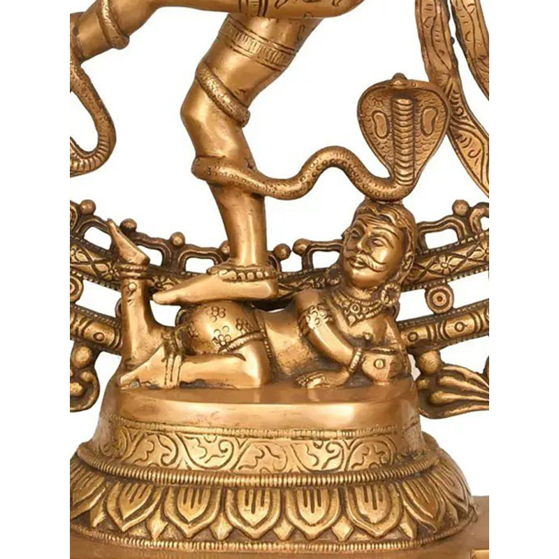 Handcrafted Brass Nataraja Shiva Statue, 28 in. Dancing Cosmic Lord in Ring of Flames, Traditional Hindu Deity Sculpture for Living Room & Meditation
