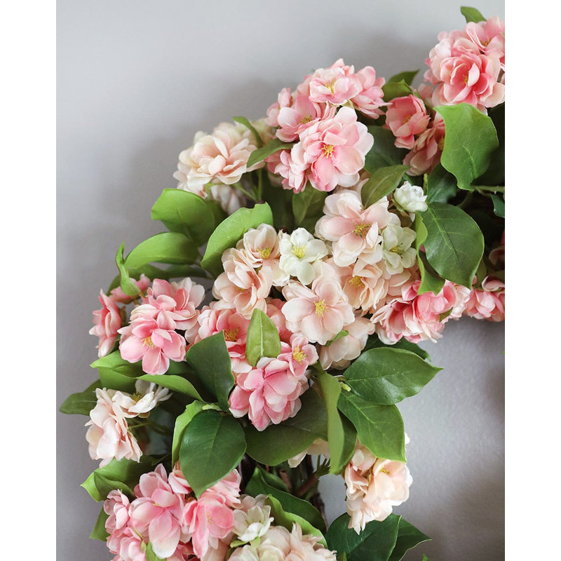 Faux Cherry Blossom Wreath 24"