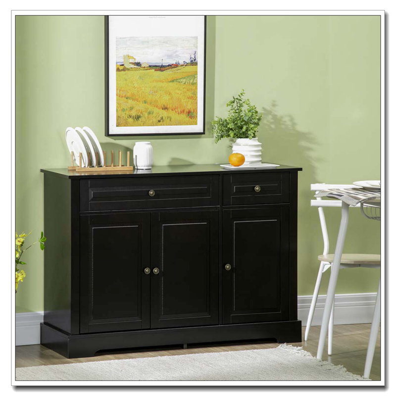 Armoire décorative avec 2 tiroirs et tablettes réglables, Noir