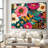 Bold and Colourful Vibrant Floral Pattern Canvas Extra Large Framed Wall Art Print Decor (Framed Assembly Required)-105076078