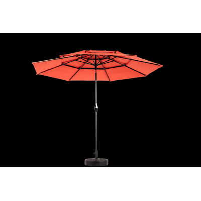 10ft 3 Tier Auto-Tilt Market Umbrella, Aluminium Patio Umbrella with Crank for Garden and Backyard, Dark Green