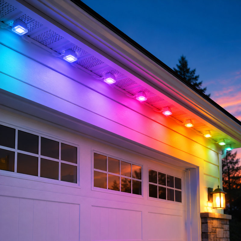 100ft RGBIC Permanent Outdoor Eave Lights with 60 Individually Controlled LEDs, App & Remote Control