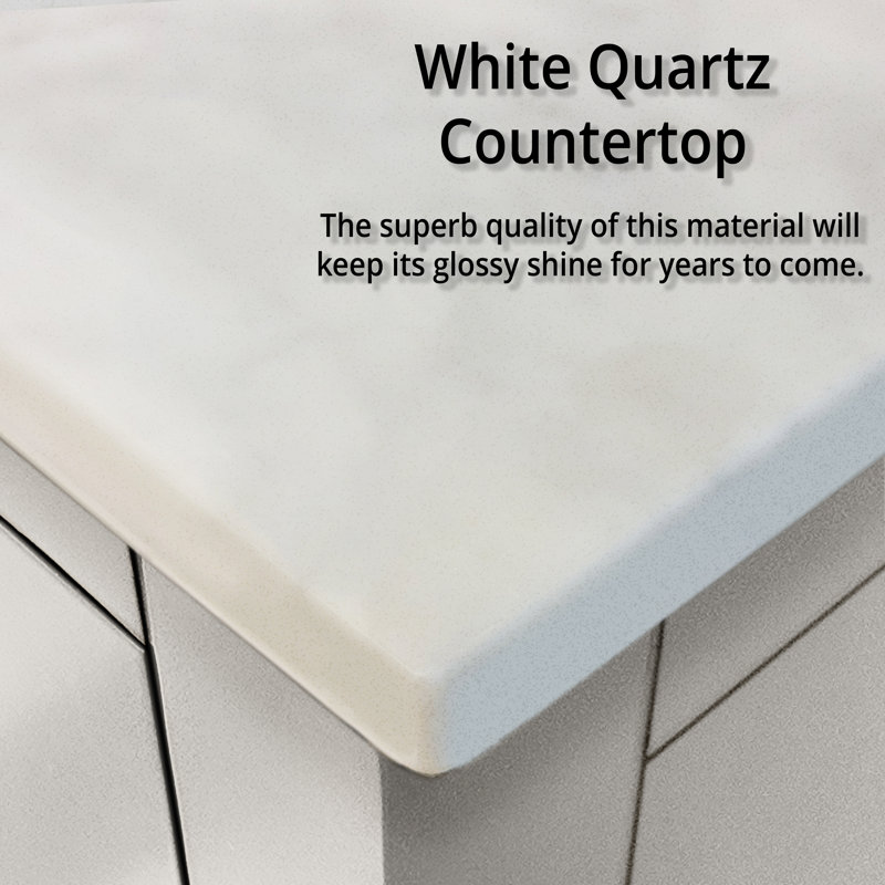 Jacques 36-inch White Quartz Top Single Sink Freestanding Vanity