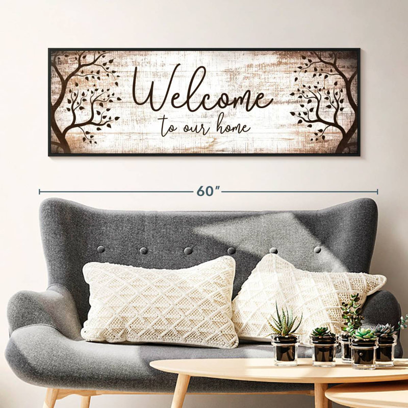 Bienvenue chez nous, typographie I, Cadre flottant noir, 49 po x 17 po