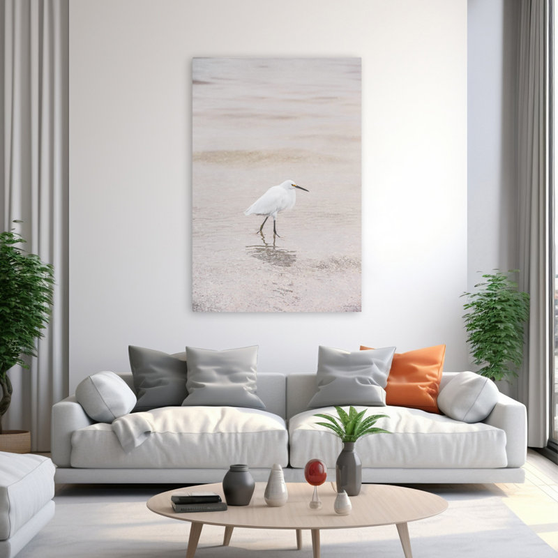 Aigrette enneigée - aigrette blanche contemporaine, H 60 po x l 40 po