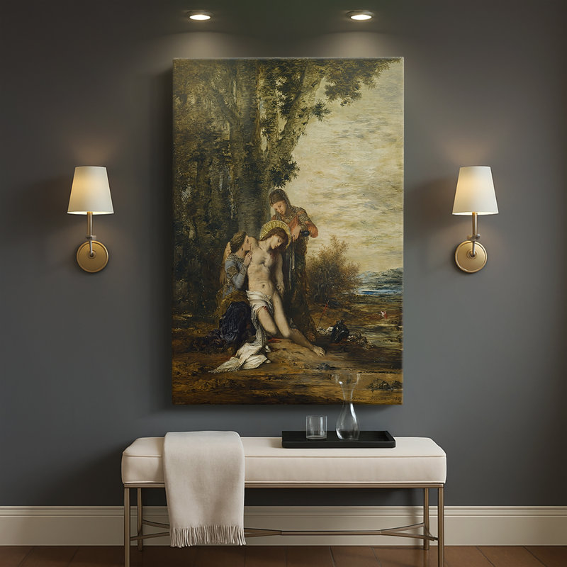 «The Martyred Saint Sebastian», toile tendue par Gustave Moreau, 32 x 48