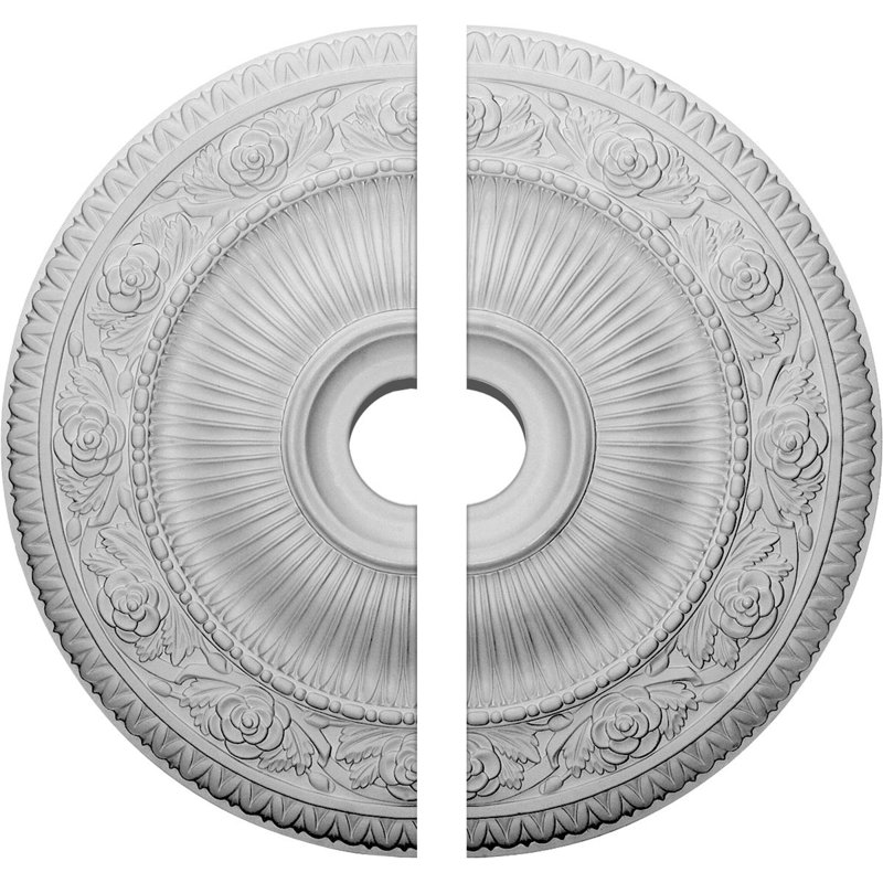 Endurathane Logan Ceiling Medallion, 24 1/4"OD x 3 7/8"ID x 2"P (Fits Canopies up to 6 1/8"), Two Piece, Factory Primed