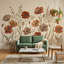 Motif de fleurs sauvages, coquelicots, illustration botanique, décoration murale amovible-1150995834-1150995839