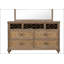Commode simple contemporaine 1 pièce avec placage de chêne rustique, bois massif, tiroirs en queue d'aronde et panneau de miroir avant pour la chambre à coucher