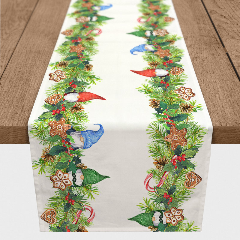 Jenipher Rectangle Floral Christmas Polyester Table Runner, 90" x 16"