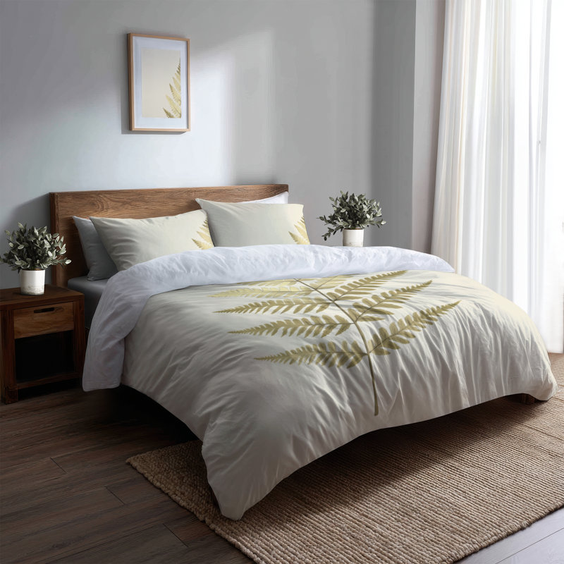 Housse de couette « Fougère de l'herbier victorien » - Housse de couette « Étude botanique » avec taies d'oreiller et coussins décoratifs