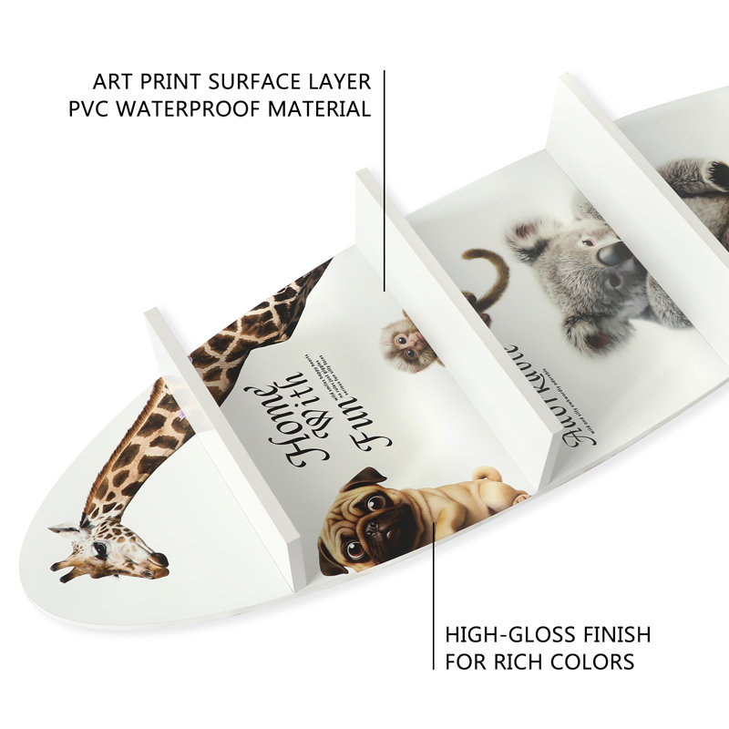 52''H Surfboard Wall Shelf with Printed Surface