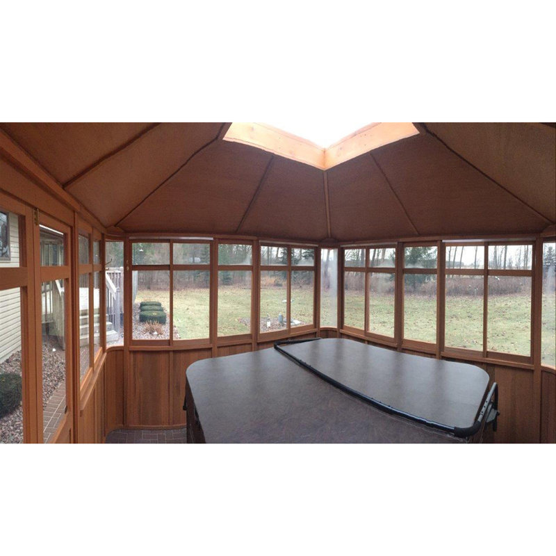 Pavillon de jardin en bois massif l 13 pi x x P 13 pi Villa, Brun