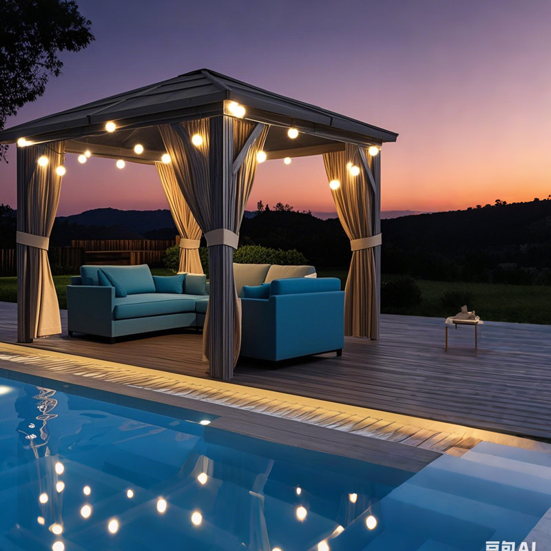 Aluminum Frame Outdoor Canopy, Weatherproof PVC Roof, Permanent Sun Protection Pavilion with Ventilation, Ideal for Backyard, Patio, Parks, Events