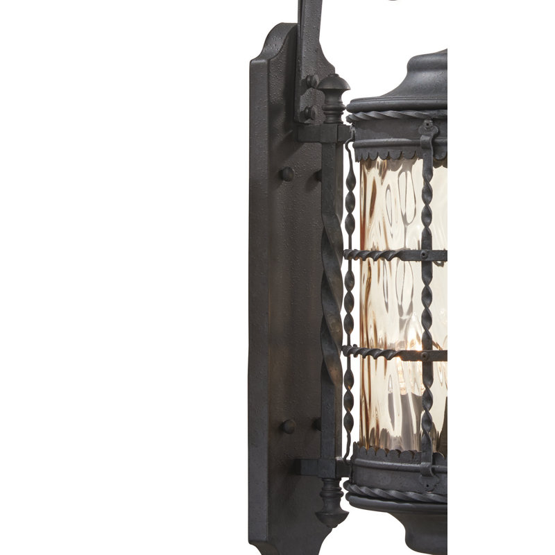 Puccio Wall Light, Spanish Iron Textured Black Powder Coat, 60 Watt