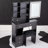 29.2" Small Size Desktop LED Light Vanity Table   Cushioned Stool, Large Sliding, Touch Control, Tri-Color Switching, Brightness Adjust LED Mirror, High Capacity Storage