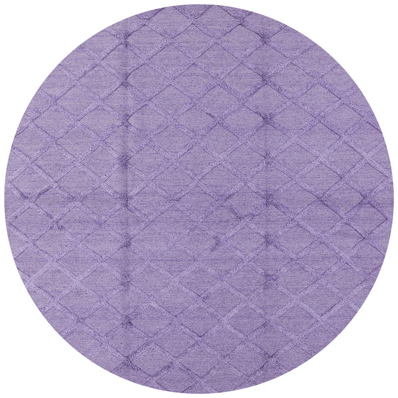 Tapis mauve à motif géométrique, Rond 4 pi