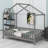 Playhouse-Themed Children's Bed with Integrated Canopy and High Barriers-240528976