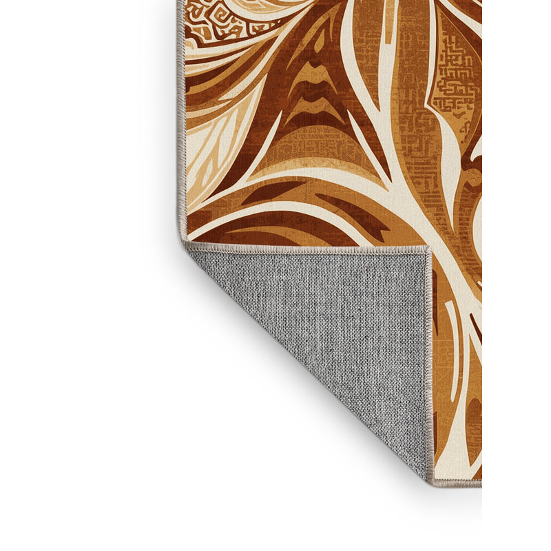 Tapis de style oriental classique à motif de calligraphie lavable à la machine Pavni, 2 pi x 3 pi