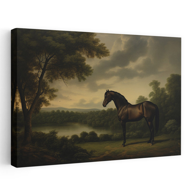 Noble Horse Landscape Classic Peaceful Serene Horse Forest Landscape Wall Art Print 1 Piece Wrapped Canvas Wall Art