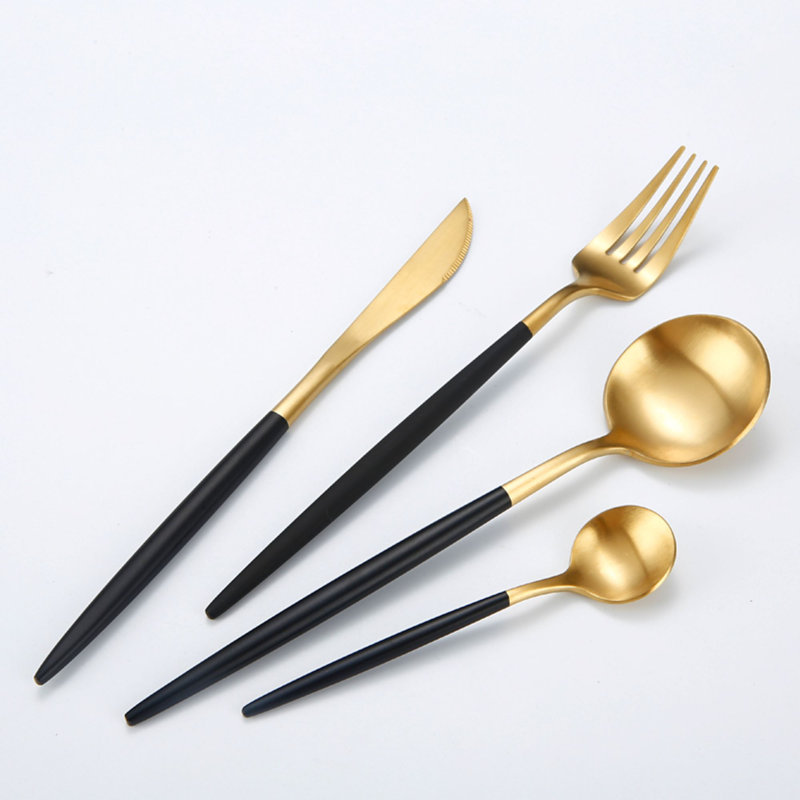 Royal Cutlery Set, Matte Gold/Black
