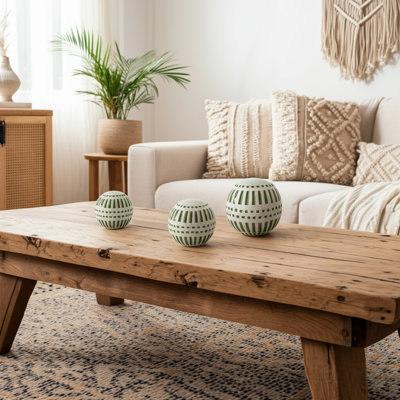 Ensemble de 3 globes décoratifs en céramique peints à la main Glade
