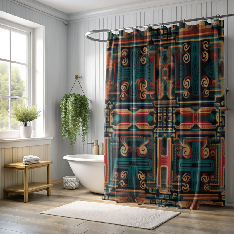 Tribal Textures - Rideau de douche Premium, H 74 po x l 71 po