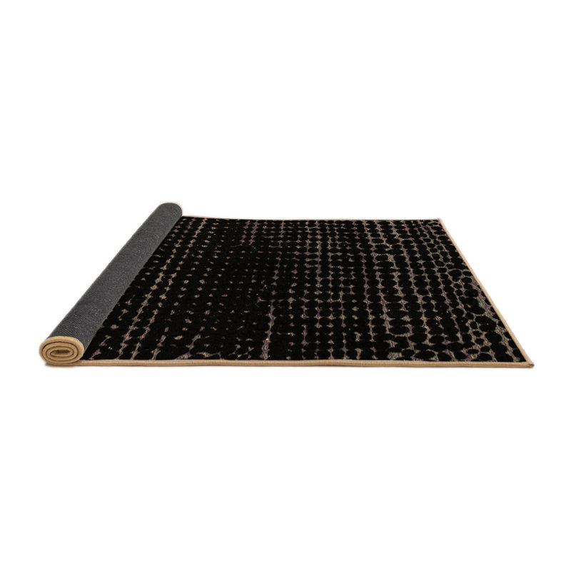 Tapis en laine / polyester tissé à la machine en noir / beige, Carré 3 pi