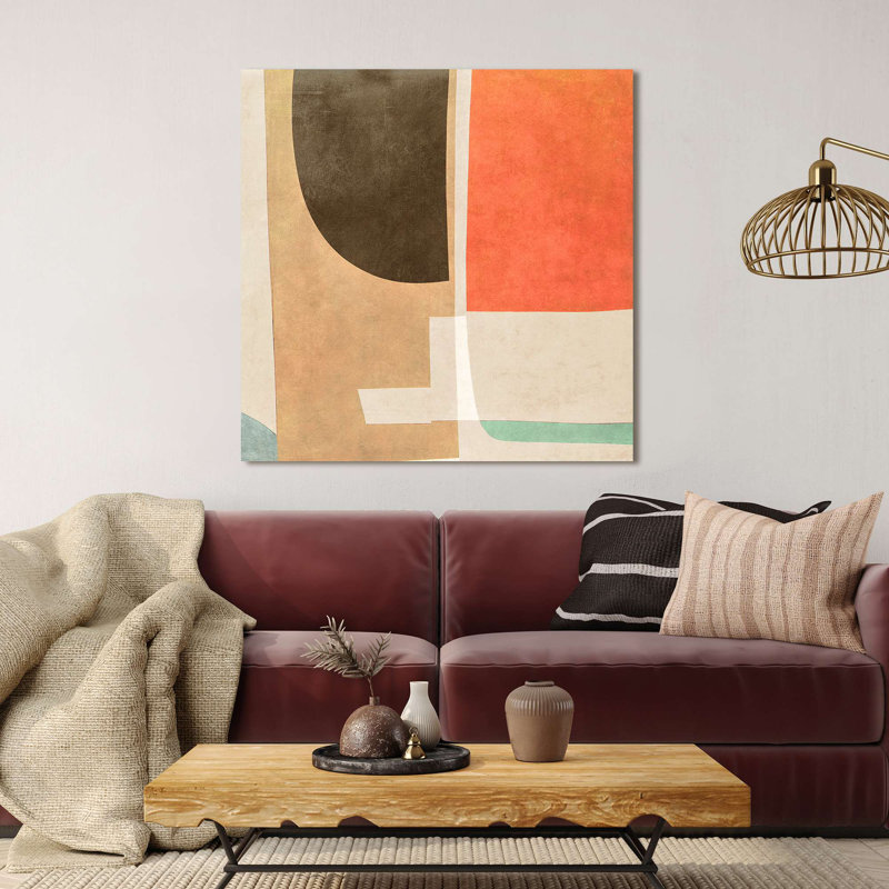 Abstract And Geometric Painting: Road To The Horizon II - Wrapped Canvas Print, 50cm H x 50cm W