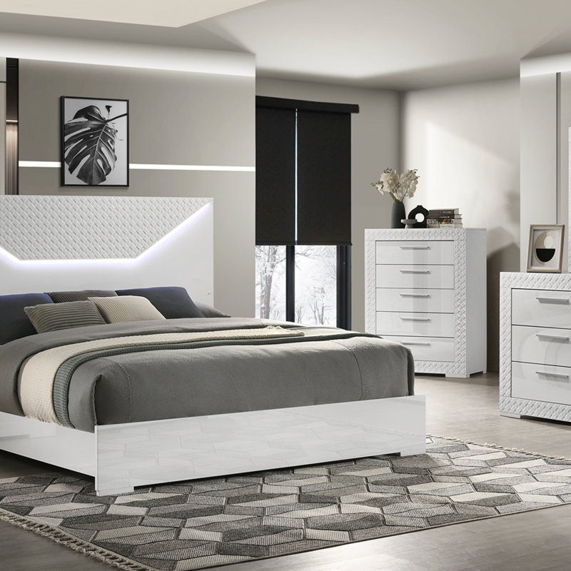 Miroir de style moderne en bois blanc Blanca