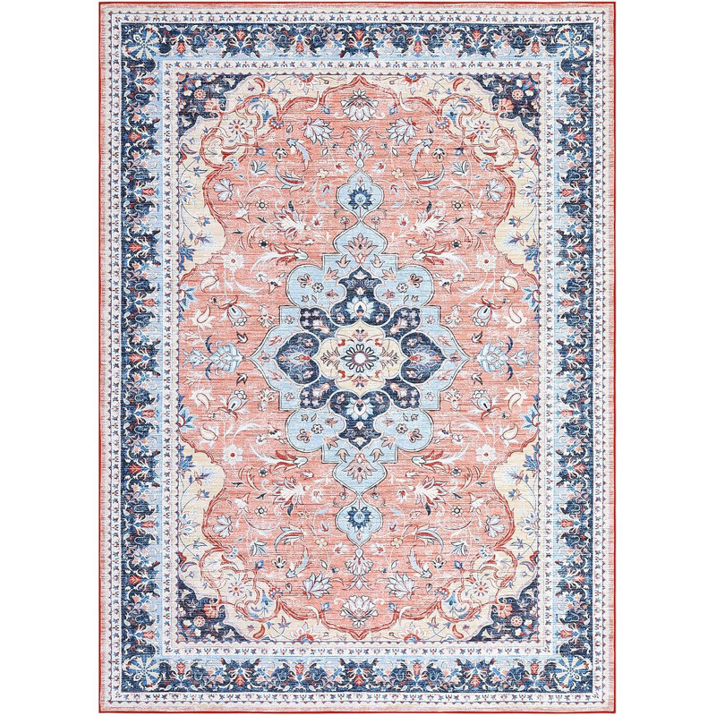 Washable Area Rug for Living Room, Bedroom, Dining, Vintage, Non-Slip, Stain-Resistant, Rectangle 2' x 3'