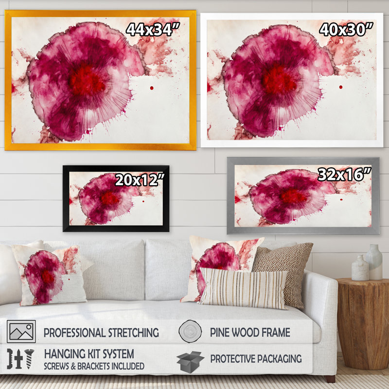 «Viva Magenta Secret Wispers VI», reproduction sur toile, L 44 po x H 34 po, Toile avec cadre photo noir
