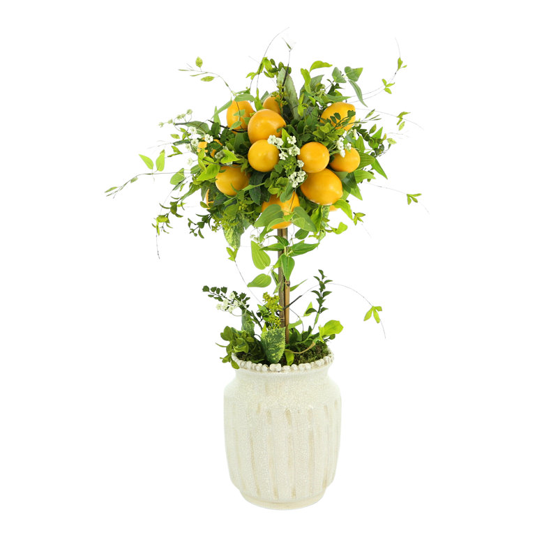 Faux Lemon Tree in Ceramic Planter