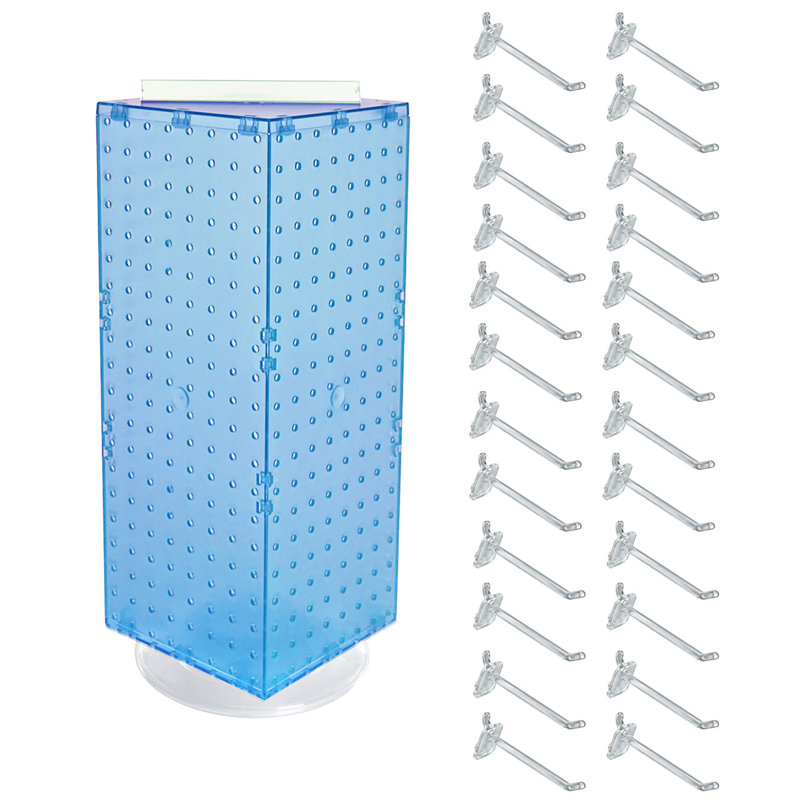 White Four-Sided Revolving Pegboard Counter Display with Hooks