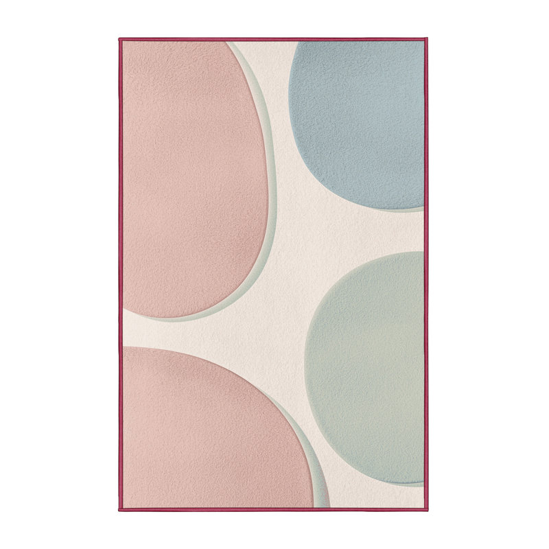 Tapis rose et rose à motif machine Merrionette, 8 x 10