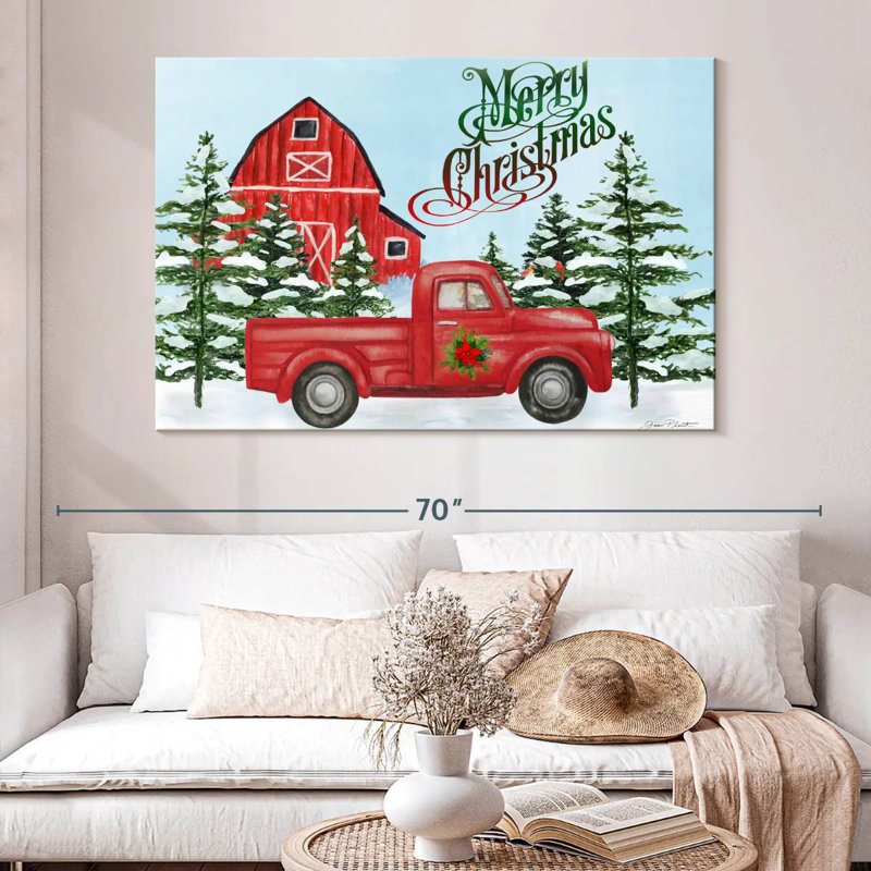 Grange et camion de Noël, H 34 po x l 51 po