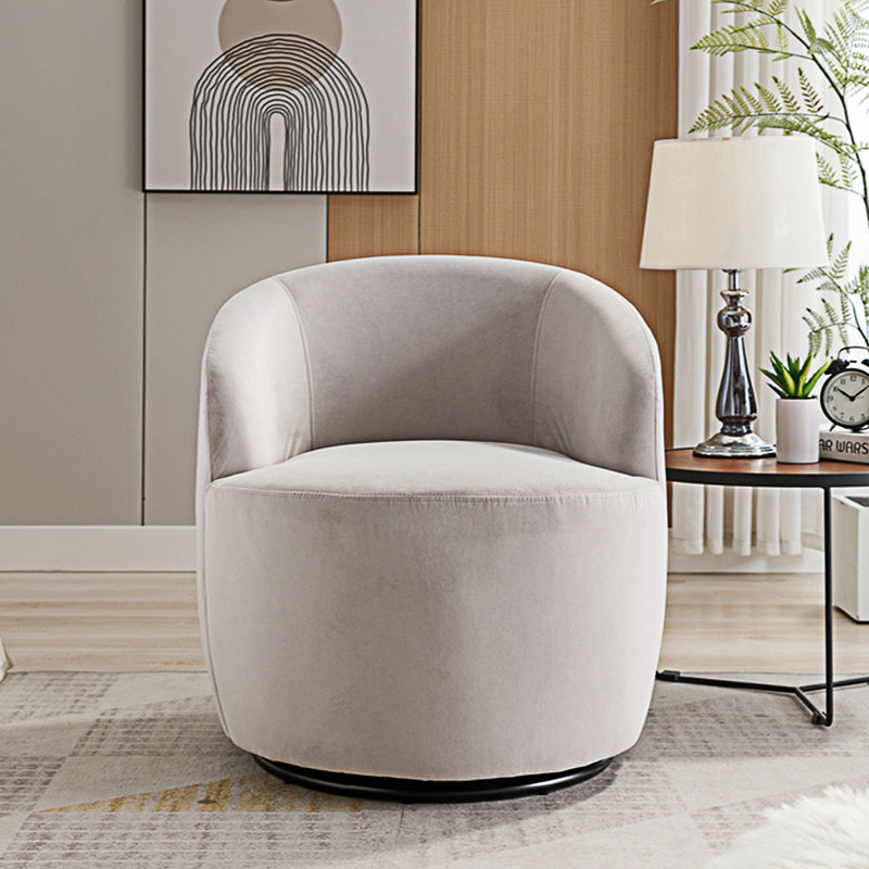 Genece Upholstered Swivel Accent Chair, Gray Velvet