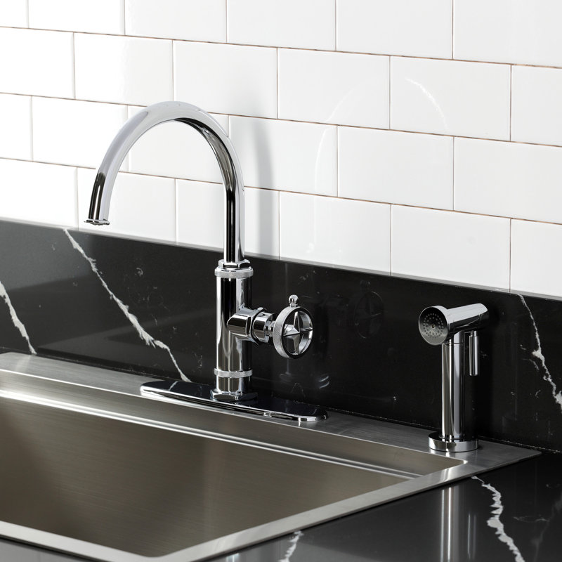 Kingston Brass Levante Single-Handle Deck Mount Kitchen Faucet, Polished Chrome