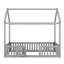 Lit simple en bois gris avec clôture et porte - construction en pin massif
