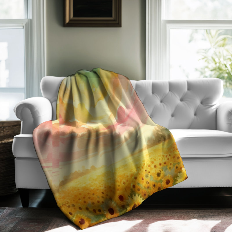 Douces fleurs de tournesol - couverture en sherpa de qualité supérieure - reproduction d'art luxueuse, Lit simple
