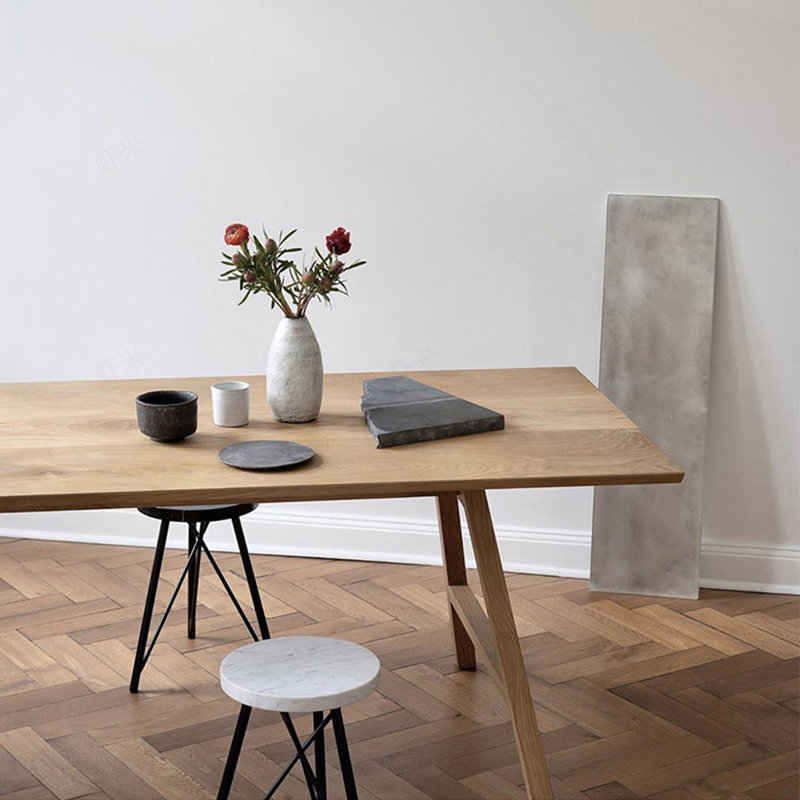 Table de salle à manger rectangulaire en bois de frêne, H 29,53 po x L 55,12 po x l 31,5 po
