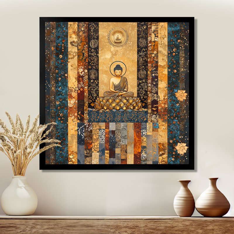 Bouddha, harmonie mystique du bouddhisme - Art mural bouddhisme, H 16 po x l 16 po, Noir