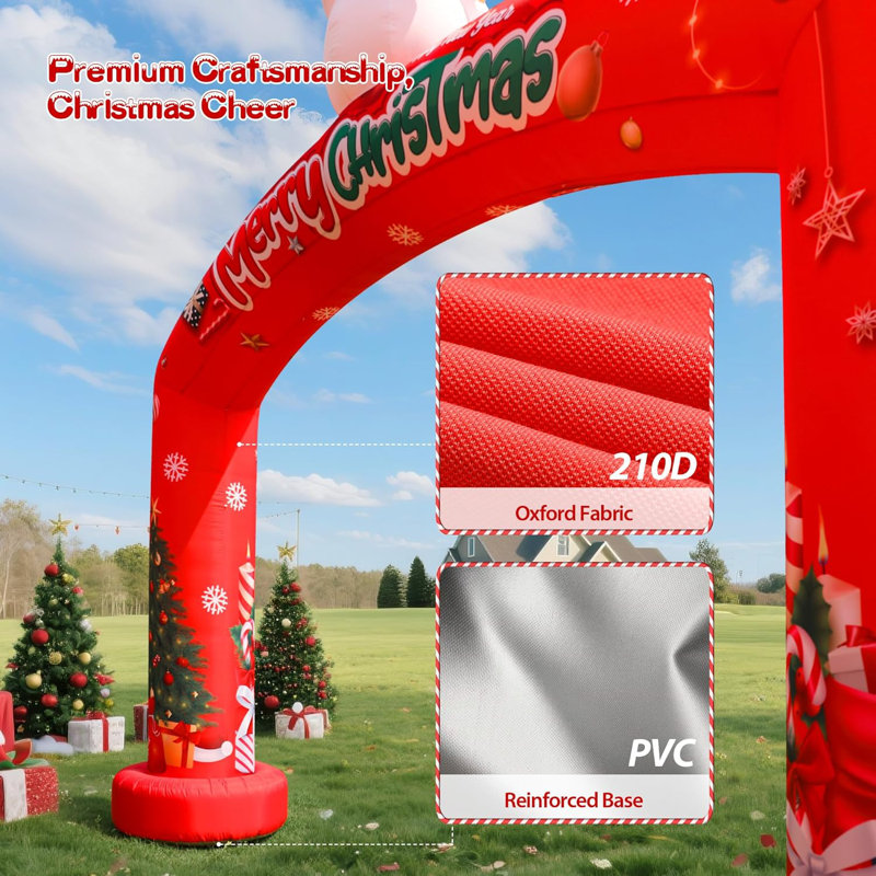 Wellcomer 21 Ft Christmas Inflatable Arch with Built-in Blower, Blow Up Santa Claus Archway for Christmas Party & Events