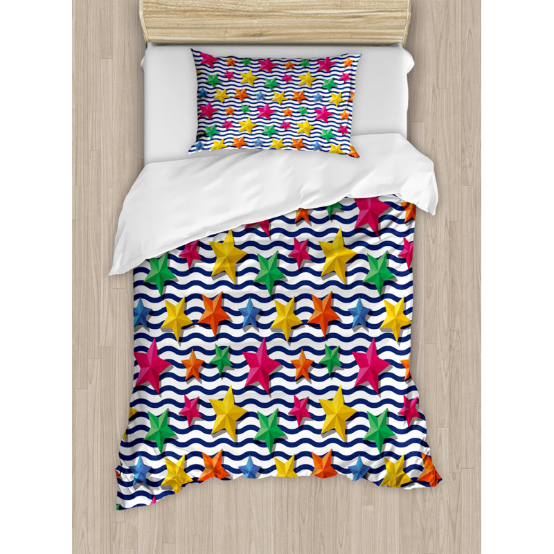 Modern & Contemporary Polyester Duvet Cover, Boho Mandala Circles Dots, Twin Duvet Cover + 1 Shams