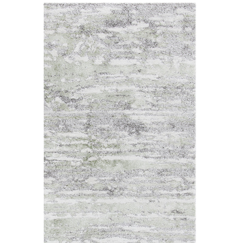 Minot Abstract Gray/Green Area Rug, Runner 2' x 9'