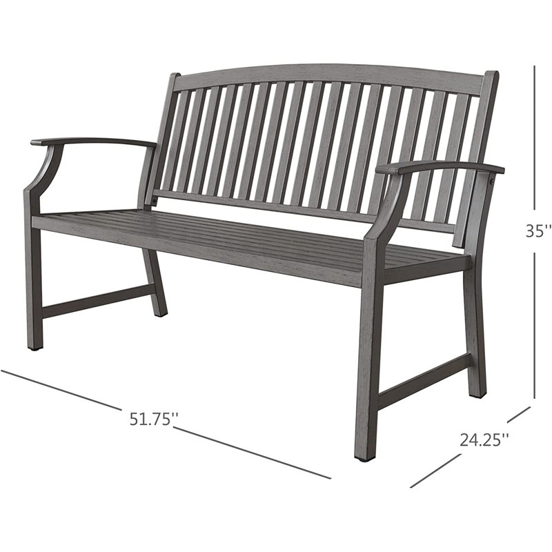 Steel Outdoor Bench, Weathered Grey