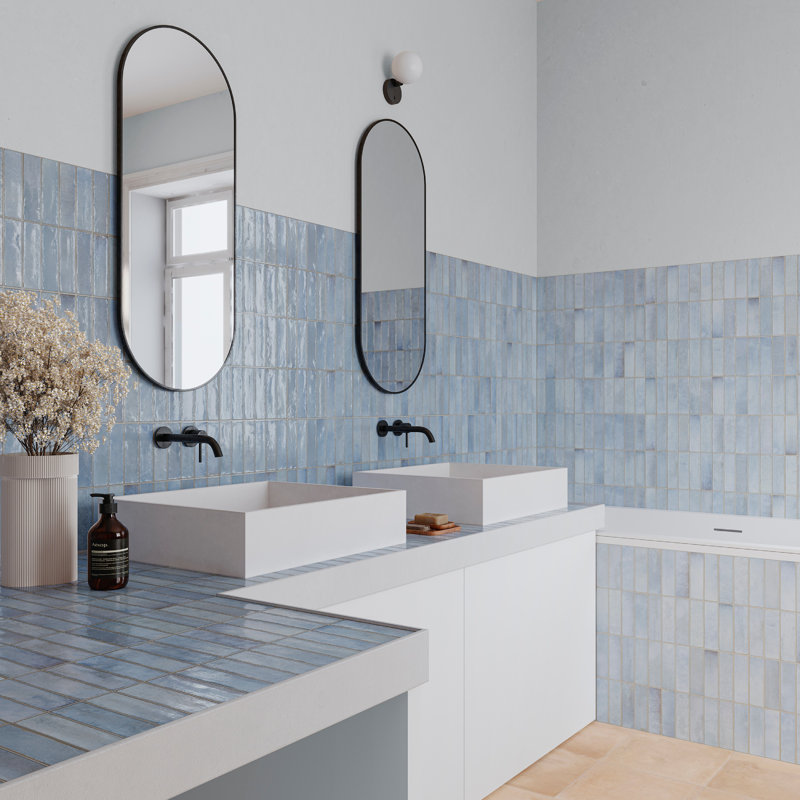 Spanish Artis 12" x 24" Glazed Porcelain Wall Tile (5 PCS, 10.76 Sq. Ft./Case), Blue