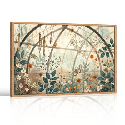 Ensemble de 1 tableau sur toile représentant un jardin botanique