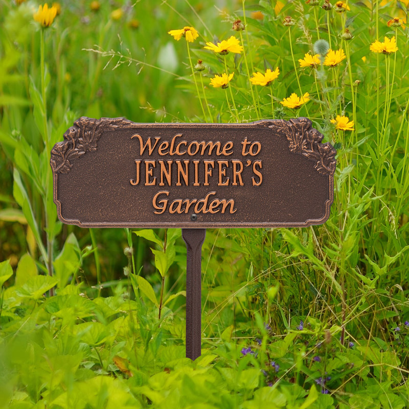 Enseigne de jardin personnalisée welcome, Cuivre antique, Oui